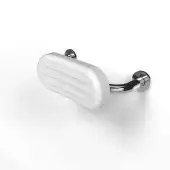 BR-220SC/SP Fitzroy of London Stainless Steel Back Rest Rail with Concealed Fixings (220mm Projection)  White Pad with Polished Stainless Steel Rail