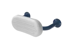 BR-270/DB Fitzroy of London Mild Steel Back Rest Rail with Exposed Fixings (270mm Projection)  White Pad with Dark Blue Rail (RAL 5011)