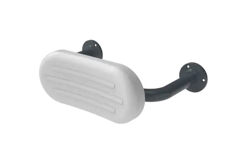 Click Here To Enlarge This Photo Of BR-270/DG Fitzroy of London Mild Steel Back Rest Rail with Exposed Fixings (270mm Projection)  White Pad with Dark Grey Rail (RAL 7016)