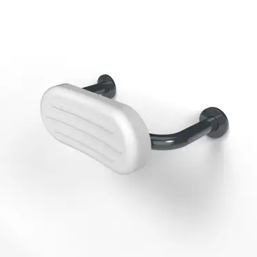 Click Here To Enlarge This Photo Of BR-270SC/DG Fitzroy of London Stainless Steel Back Rest Rail with Concealed Fixings (270mm Projection)  White Pad with Dark Grey Rail (RAL 7016)