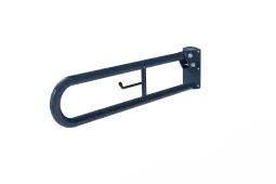 DDGR-B/DB Fitzroy of London 800mm Trombone Lift and Lock Hinged Support Rail (Mild Steel) with Toilet Roll Holder Dark Blue (RAL 5011)