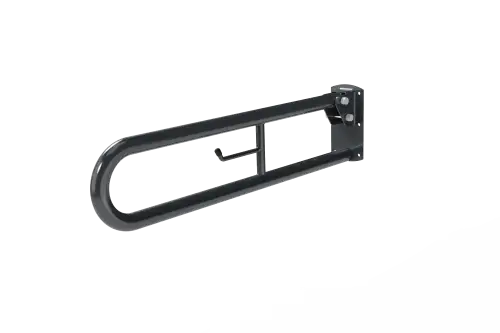 Click Here To Enlarge This Photo Of DDGR-B/DG Fitzroy of London 800mm Trombone Lift and Lock Hinged Support Rail (Mild Steel) with Toilet Roll Holder Dark Grey (RAL 7016)