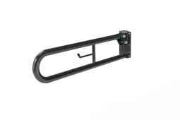 DDGR-B/DG Fitzroy of London 800mm Trombone Lift and Lock Hinged Support Rail (Mild Steel) with Toilet Roll Holder Dark Grey (RAL 7016)