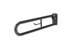 DDGR-B/GY Fitzroy of London 800mm Trombone Lift and Lock Hinged Support Rail (Mild Steel) with Toilet Roll Holder Grey (RAL 7005)