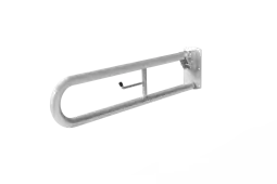 DDGR-B/WH Fitzroy of London 800mm Trombone Lift and Lock Hinged Support Rail (Mild Steel) with Toilet Roll Holder White (RAL 9016)