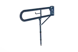 DDGR-BP/DB Fitzroy of London 800mm Trombone Lift and Lock Hinged Support Rail (Mild Steel) with Toilet Roll Holder & Support Legs Dark Blue (RAL 5011)