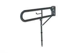 DDGR-BP/DG Fitzroy of London 800mm Trombone Lift and Lock Hinged Support Rail (Mild Steel) with Toilet Roll Holder & Support Legs Dark Grey (RAL 7016)
