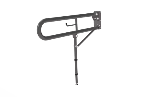 Click Here To Enlarge This Photo Of DDGR-BP/GY Fitzroy of London 800mm Trombone Lift and Lock Hinged Support Rail (Mild Steel) with Toilet Roll Holder & Support Legs Grey (RAL 7005)