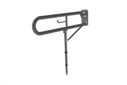 DDGR-BP/GY Fitzroy of London 800mm Trombone Lift and Lock Hinged Support Rail (Mild Steel) with Toilet Roll Holder & Support Legs Grey (RAL 7005)