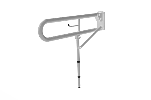 Click Here To Enlarge This Photo Of DDGR-BP/WH Fitzroy of London 800mm Trombone Lift and Lock Hinged Support Rail (Mild Steel) with Toilet Roll Holder & Support Legs White (RAL 9016)