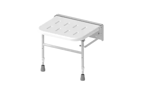 Click Here To Enlarge This Photo Of SB-070/WH Fitzroy of London Premium Wall Mounted Shower Seat with Support Legs - White (No Pads)