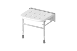 SB-070/WH Fitzroy of London Premium Wall Mounted Shower Seat with Support Legs - White (No Pads)