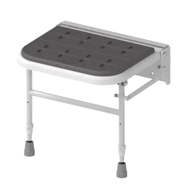 Click Here To Enlarge This Photo Of SB-080/GY Fitzroy of London Premium Wall Mounted Shower Seat with Support Legs - White (Grey Pads)
