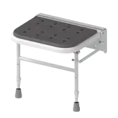 SB-080/GY Fitzroy of London Premium Wall Mounted Shower Seat with Support Legs - White (Grey Pads)