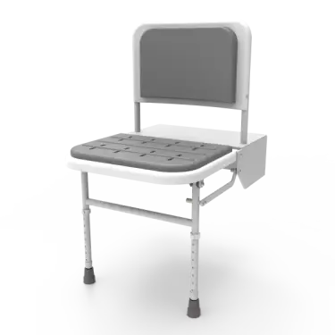 Click Here To Enlarge This Photo Of SB-085/GY Fitzroy of London Doc M Wall Mounted Shower Seat (650mm Projection) - White Frame with Grey Pads