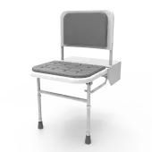 SB-085/GY Fitzroy of London Doc M Wall Mounted Shower Seat (650mm Projection) - White Frame with Grey Pads