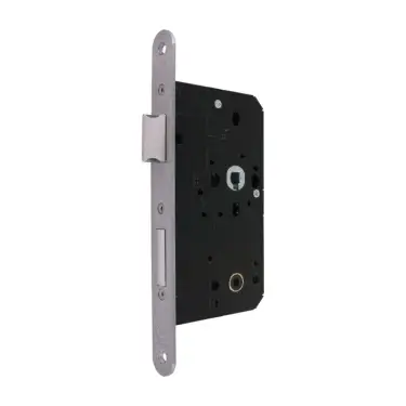 Click Here To Enlarge This Photo Of AR913-R-60-SSS Hoppe Arrone DIN Mortice Bathroom Lock Radius Forend (60mm Backset) - Satin Stainless Steel (87107874)