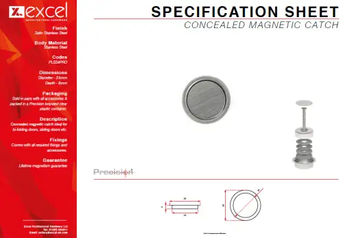 Click Here To Enlarge This Photo Of PLS24PRO Precision Heavy Duty Concealed Magnetic Catch 24mm