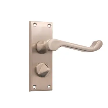 Click Here To Enlarge This Photo Of SB1413SN - Spira Brass Victorian Scroll Privacy Lever Handles on a Backplate - 115mm - Satin Nickel