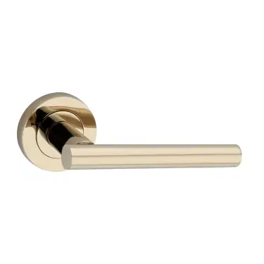 Click Here To Enlarge This Photo Of SB1304PVDB - Spira Brass Jura Lever Handle on Round Rose - PVD Brass