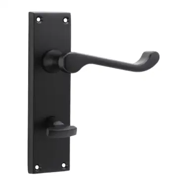 Click Here To Enlarge This Photo Of SB1422BLK - Spira Brass Victorian Scroll Privacy Lever Handles on a Backplate - 150mm Matt Black