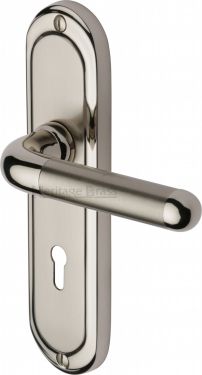 Click Here To Enlarge This Photo Of VIE3300-MC Heritage Brass Door Handle Lever Lock Vienna Design Mercury Finish