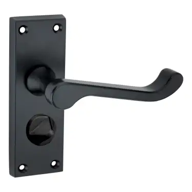 Click Here To Enlarge This Photo Of SB1413BLK - Spira Brass Victorian Scroll Privacy Lever Handles on a Backplate - 115mm Matt Black