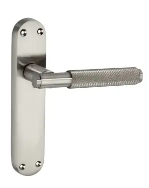 Click Here To Enlarge This Photo Of SB1404SN - Spira Brass Connaught Knurled Lever on Latch Backplate - Satin Nickel