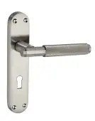 SB1405SN - Spira Brass Connaught Knurled Lever on Lock Backplate - Satin Nickel
