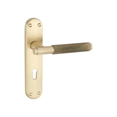 Click Here To Enlarge This Photo Of SB1405SB - Spira Brass Connaught Knurled Lever on Lock Backplate - Satin Brass