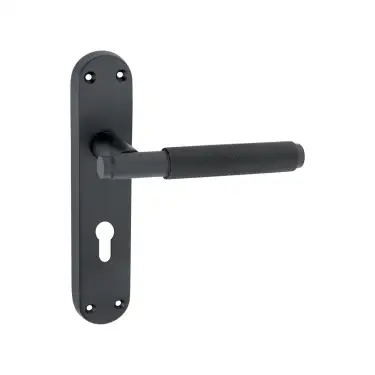 Click Here To Enlarge This Photo Of SB1406BLK - Spira Brass Connaught Knurled Lever on Euro Profile Backplate - Matt Black