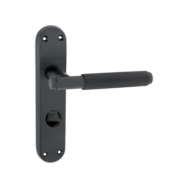 Click Here To Enlarge This Photo Of SB1407BLK - Spira Brass Connaught Knurled Lever on Bathroom Backplate - Matt Black