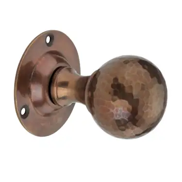 Click Here To Enlarge This Photo Of SB2128AT - Spira Brass Hammered Ball Mortice Door Knobs - Antique Brass