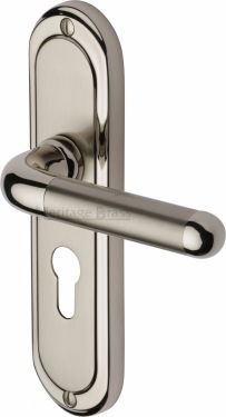 Click Here To Enlarge This Photo Of VIE3348-MC Heritage Brass Door Handle For Euro Profile Plate Vienna Design Mercury Finish