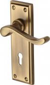 W3200-AT Heritage Brass Door Handle Lever Lock Edwardian Design Antique Brass Finish