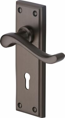 Click Here To Enlarge This Photo Of W3200-MB Heritage Brass Door Handle Lever Lock Edwardian Design Matt Bronze Finish