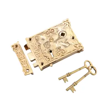 Click Here To Enlarge This Photo Of SB7102PBUL - Spira Brass Floral Rim Lock - Polished Brass