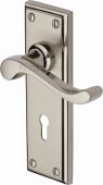 W3200-MC Heritage Brass Door Handle Lever Lock Edwardian Design Mercury Finish