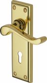 W3200-PB Heritage Brass Door Handle Lever Lock Edwardian Design Polished Brass Finish