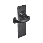 BR4000 - Spira Brass Burford Latch Lever Handles on Backplate - Black Antique