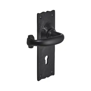 Click Here To Enlarge This Photo Of BR4001 - Spira Brass Burford Lock Lever Handles on Backplate - Black Antique