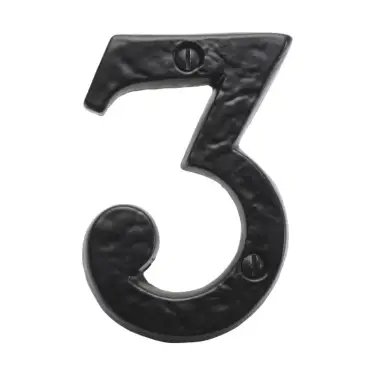 Click Here To Enlarge This Photo Of BR43663 - Spira Brass 76mm Door Numeral (Number 3) - Black Antique