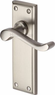 Click Here To Enlarge This Photo Of W3213-SN Heritage Brass Door Handle Lever Latch Edwardian Design Satin Nickel Finish