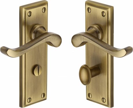 Click Here To Enlarge This Photo Of W3220-AT Heritage Brass Door Handle For Bathroom Edwardian Design Antique Brass Finish