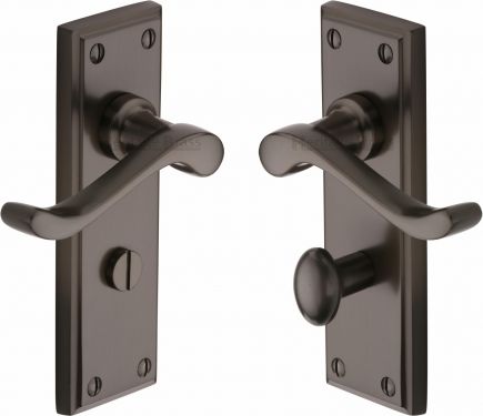 Click Here To Enlarge This Photo Of W3220-MB Heritage Brass Door Handle For Bathroom Edwardian Design Matt Bronze Finish