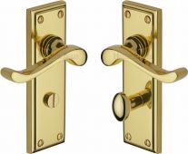 W3220-PB Heritage Brass Door Handle For Bathroom Edwardian Design Polished Brass Finish