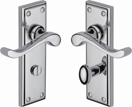 Click Here To Enlarge This Photo Of W3220-PC Heritage Brass Door Handle For Bathroom Edwardian Design Polished Chrome Finish