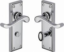 W3220-PC Heritage Brass Door Handle For Bathroom Edwardian Design Polished Chrome Finish