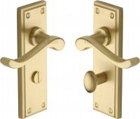 W3220-SB Heritage Brass Door Handle For Bathroom Edwardian Design Satin Brass Finish