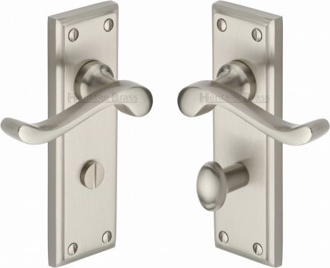 Click Here To Enlarge This Photo Of W3220-SN Heritage Brass Door Handle For Bathroom Edwardian Design Satin Nickel Finish